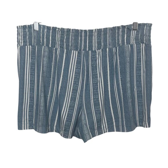 Time and Tru Elastic Waist Short Womens XL Blue White Striped Pull On - Picture 2 of 9